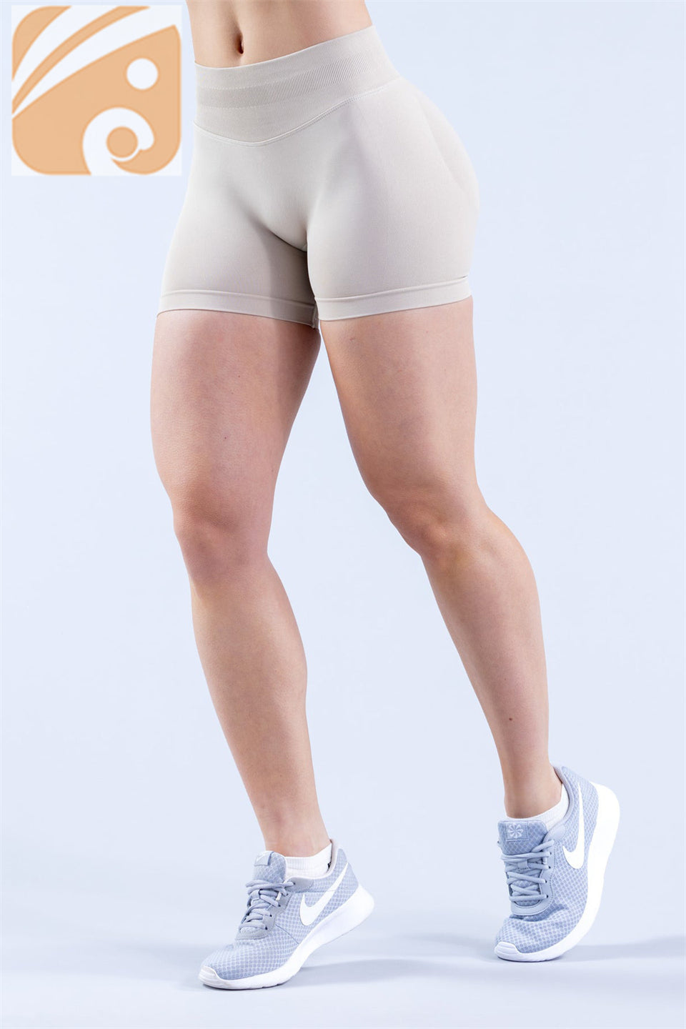 Women’s Seamless Fitness Shorts Nylon Ribbed Waistband Workout Shorts