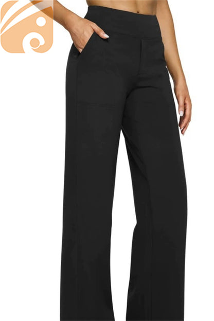 Women’s High-Waist Wide-Leg Yoga Pants Elastic Fitness Trousers