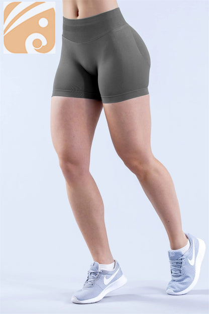 Women’s Seamless Fitness Shorts Nylon Ribbed Waistband Workout Shorts