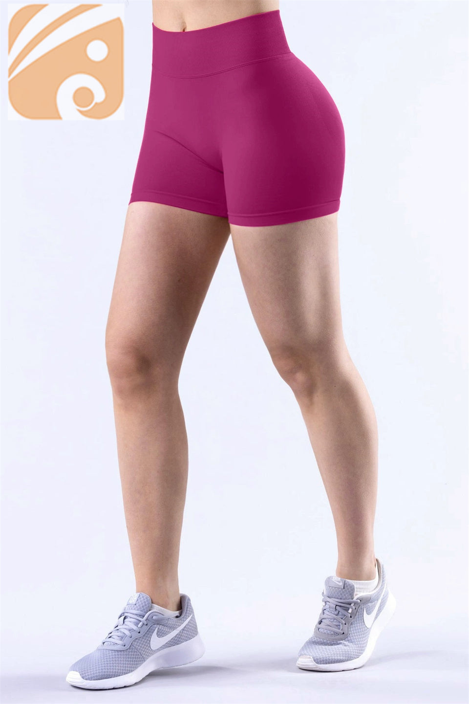 Women’s Seamless Fitness Shorts Nylon Ribbed Waistband Workout Shorts
