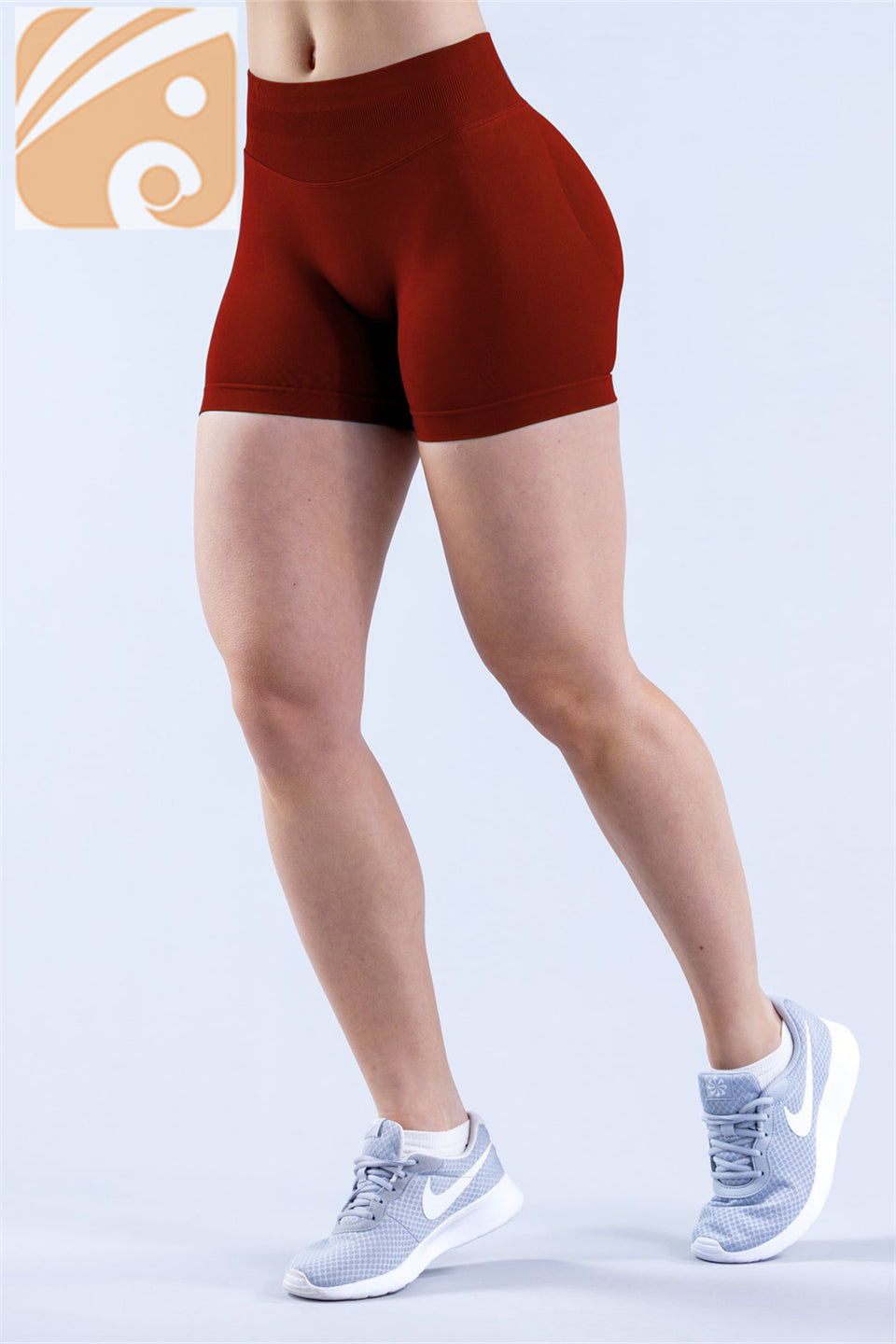 Women’s Seamless Fitness Shorts Nylon Ribbed Waistband Workout Shorts