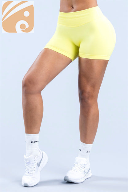 Women’s Seamless Fitness Shorts Nylon Ribbed Waistband Workout Shorts