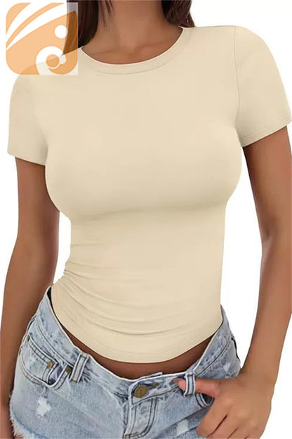 Women’s Slim Fit Workout T-Shirt Short Sleeve Round Neck Top