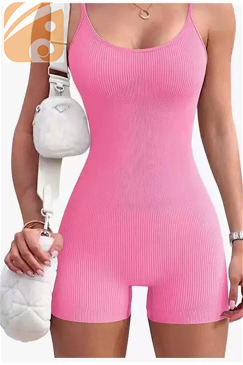 Women’s Seamless Ribbed Yoga Jumpsuit – Bodycon One-Piece Romper