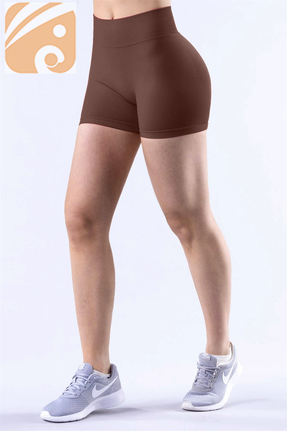 Women’s Seamless Fitness Shorts Nylon Ribbed Waistband Workout Shorts