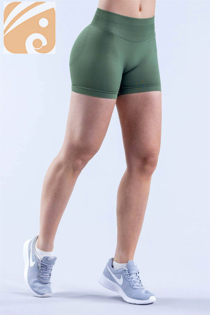 Women’s Seamless Fitness Shorts Nylon Ribbed Waistband Workout Shorts