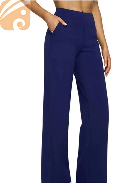 Women’s High-Waist Wide-Leg Yoga Pants Elastic Fitness Trousers