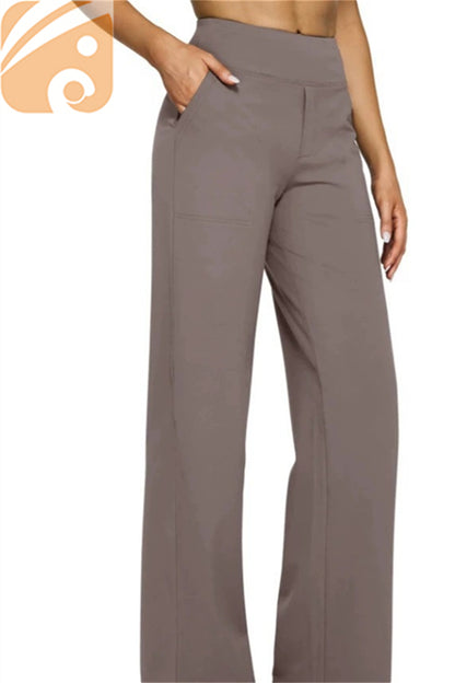 Women’s High-Waist Wide-Leg Yoga Pants Elastic Fitness Trousers