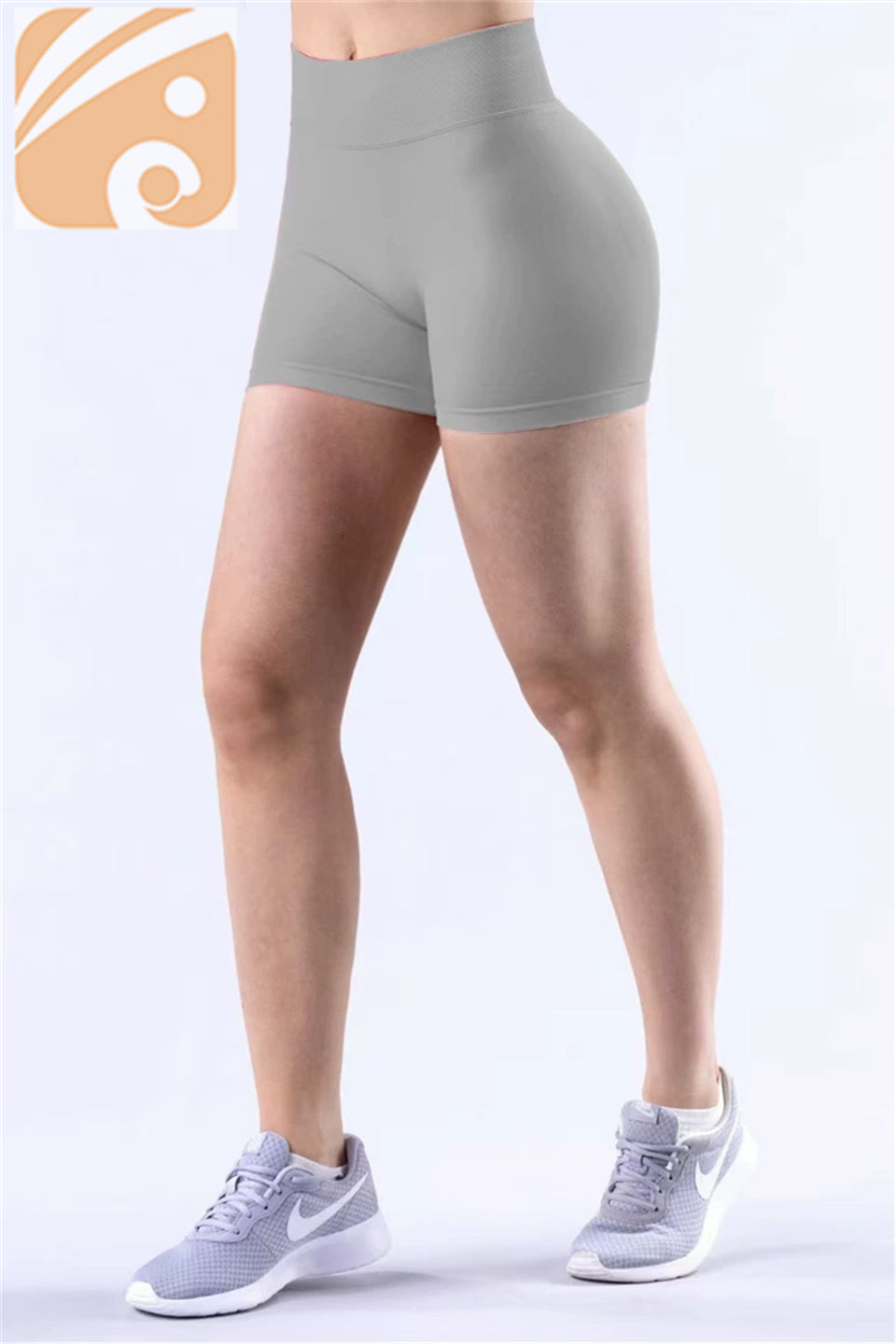 Women’s Seamless Fitness Shorts Nylon Ribbed Waistband Workout Shorts
