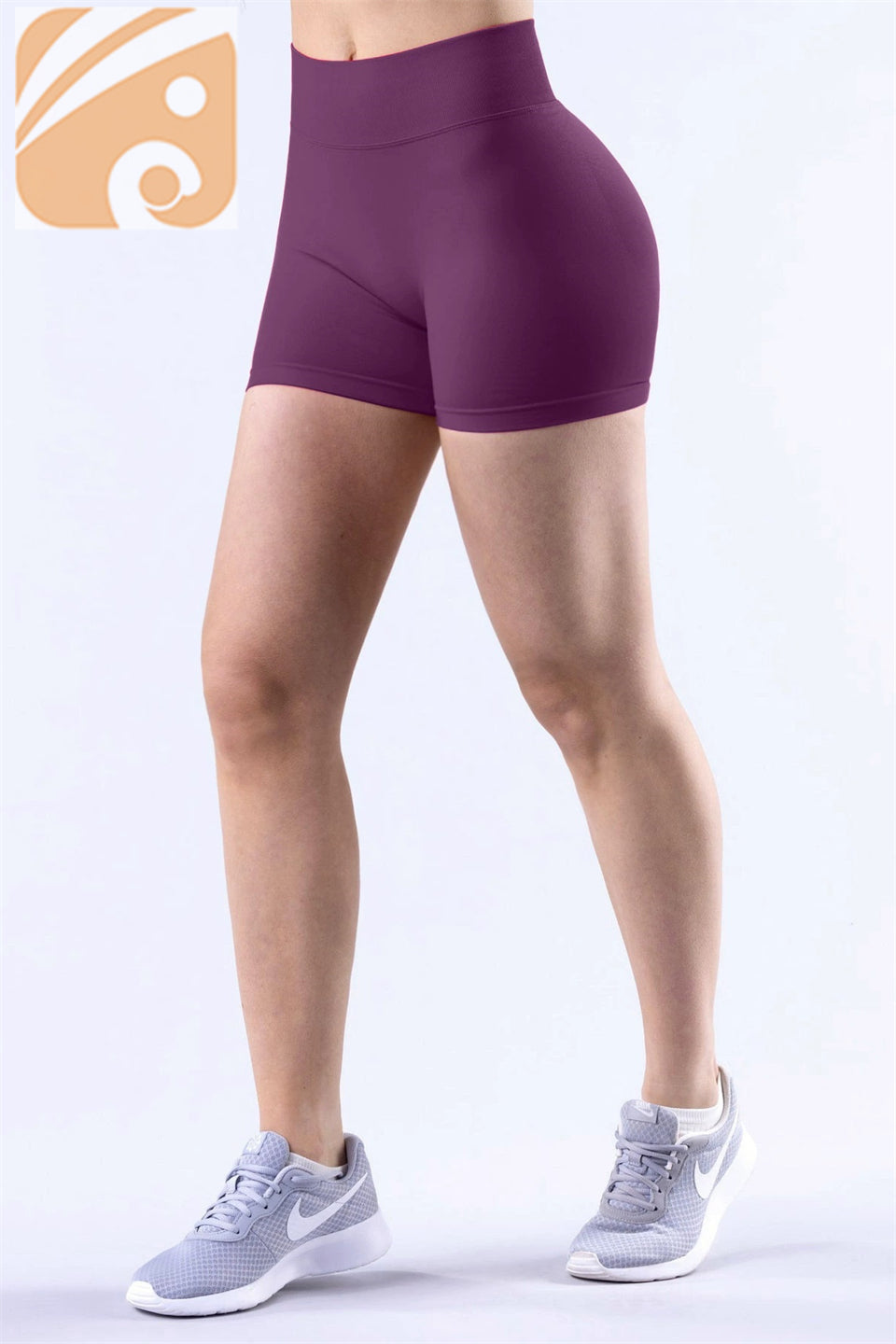 Women’s Seamless Fitness Shorts Nylon Ribbed Waistband Workout Shorts