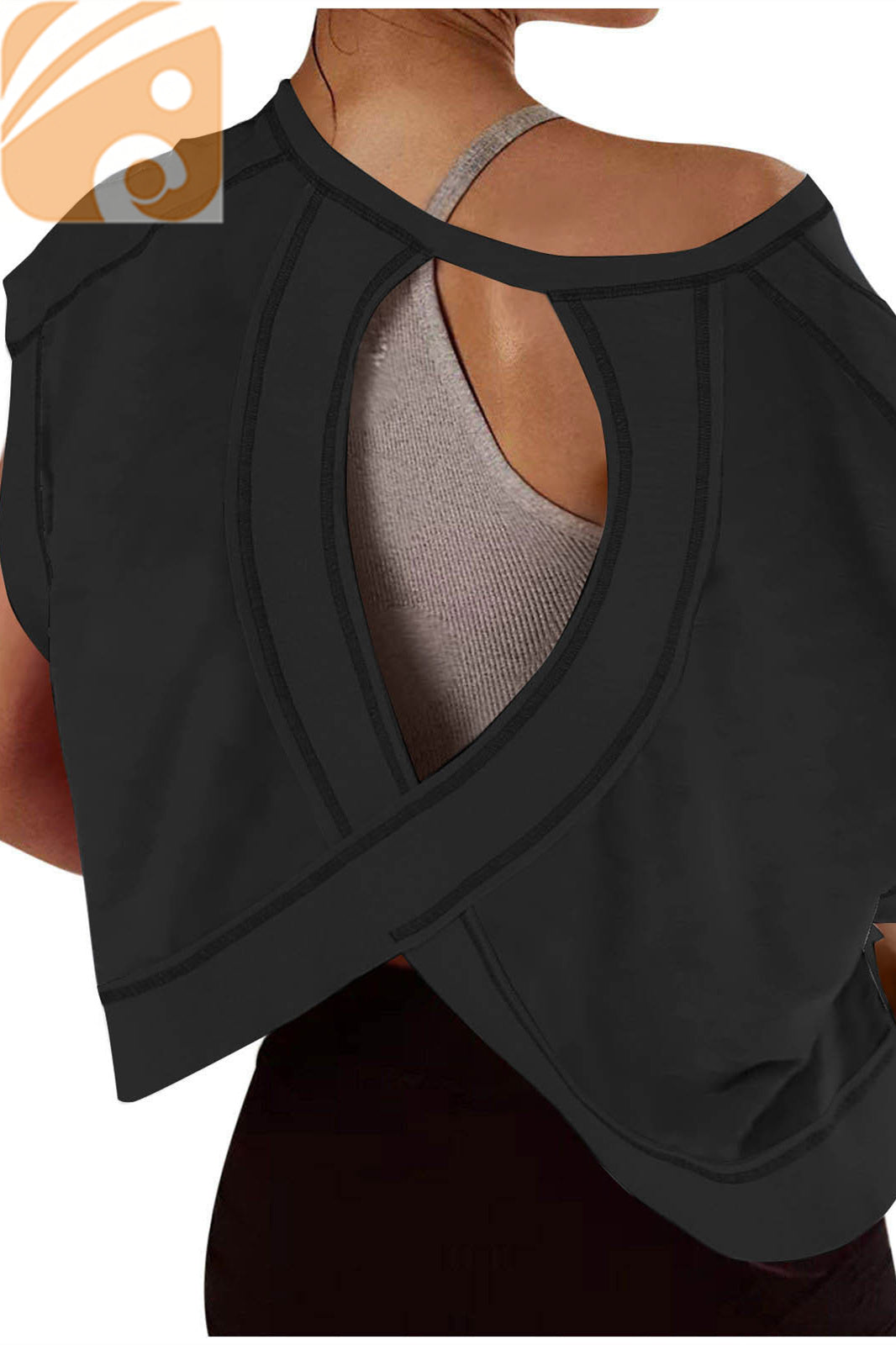 Women’s Open-Back Workout T-Shirt Oversized Quick-Dry Yoga Top