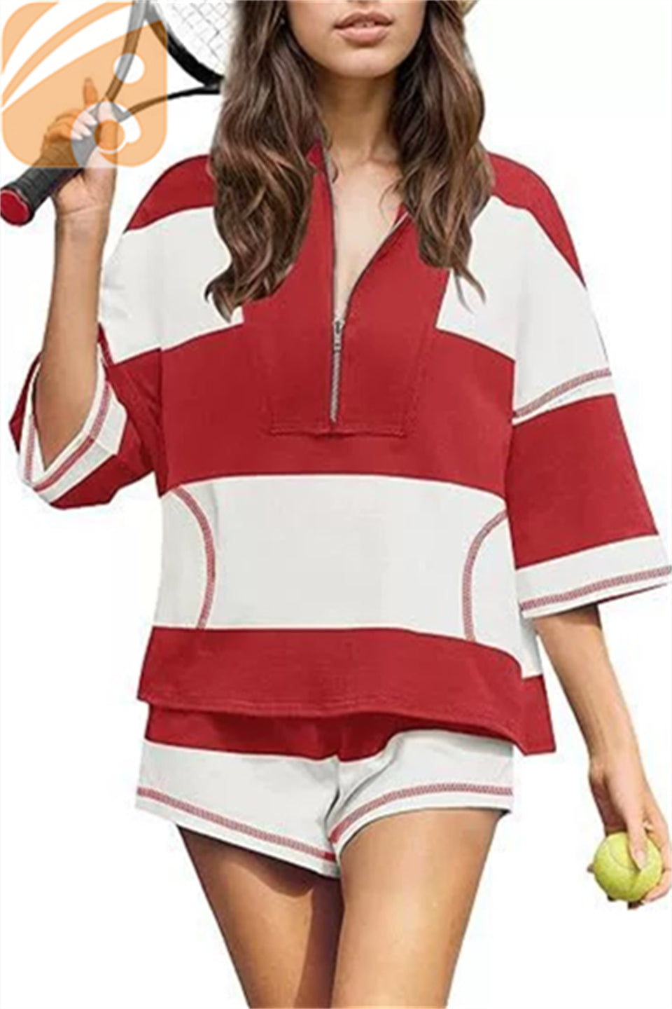 Women’s Striped Two-Piece Workout Set Summer Lounge & Activewear