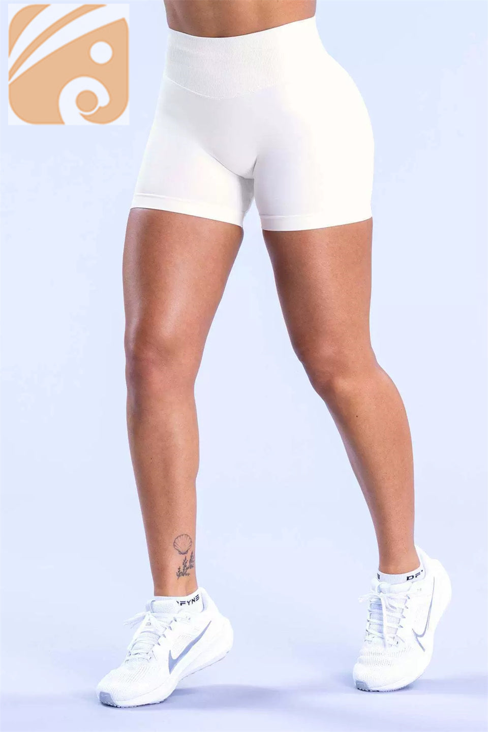 Women’s Seamless Fitness Shorts Nylon Ribbed Waistband Workout Shorts