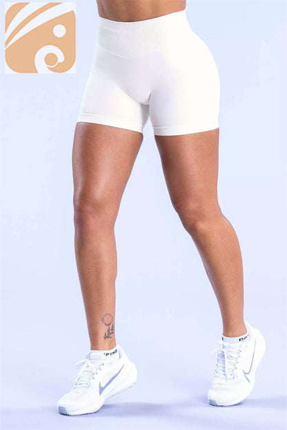 Women’s Seamless Fitness Shorts Nylon Ribbed Waistband Workout Shorts