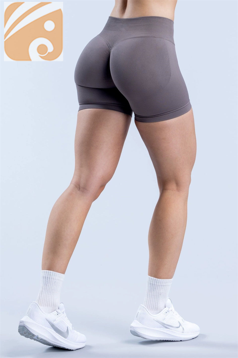 Women’s Seamless Fitness Shorts Nylon Ribbed Waistband Workout Shorts