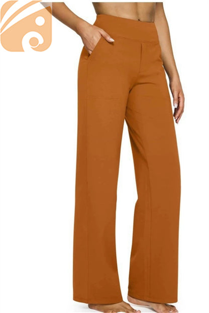 Women’s High-Waist Wide-Leg Yoga Pants Elastic Fitness Trousers