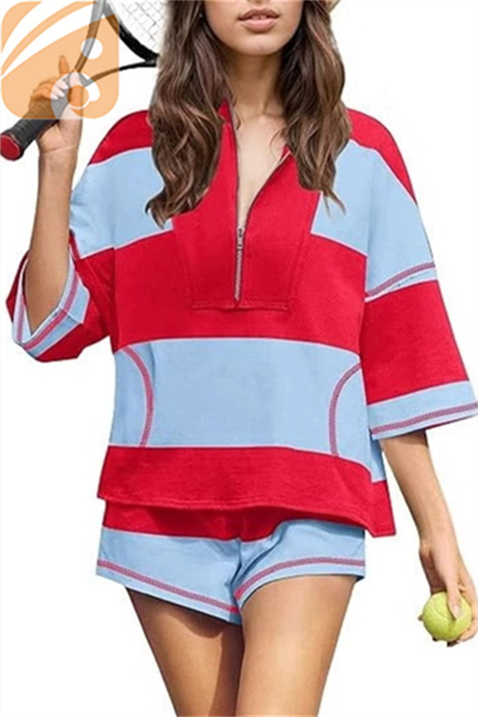 Women’s Striped Two-Piece Workout Set Summer Lounge & Activewear