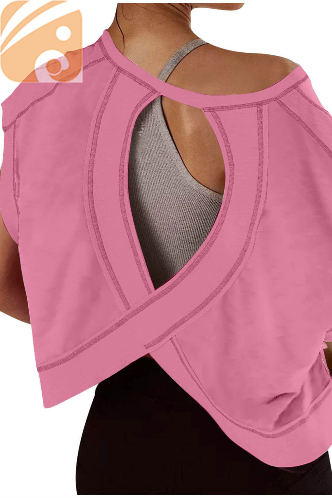 Women’s Open-Back Workout T-Shirt Oversized Quick-Dry Yoga Top